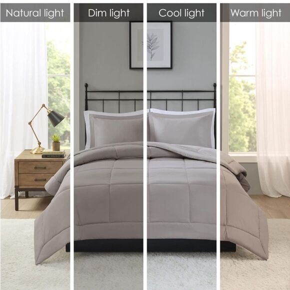 Madison Park Sarasota All Season Microcell Down Alternative Comforter Set, Taupe - Picture 2 of 7